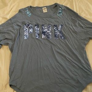 VS PINK 3/4 LENGTH LING SLEEVE WITH SEQUINS!